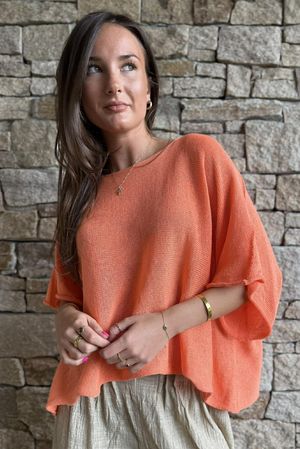 Conrad Box Cotton Knit Papaya -